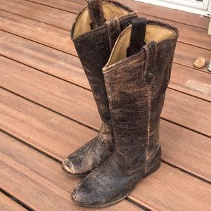 Frye distressed Melissa Button riding boots very minimal wear